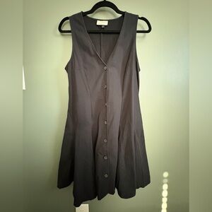 Sleeveless Button-Front Black Dress